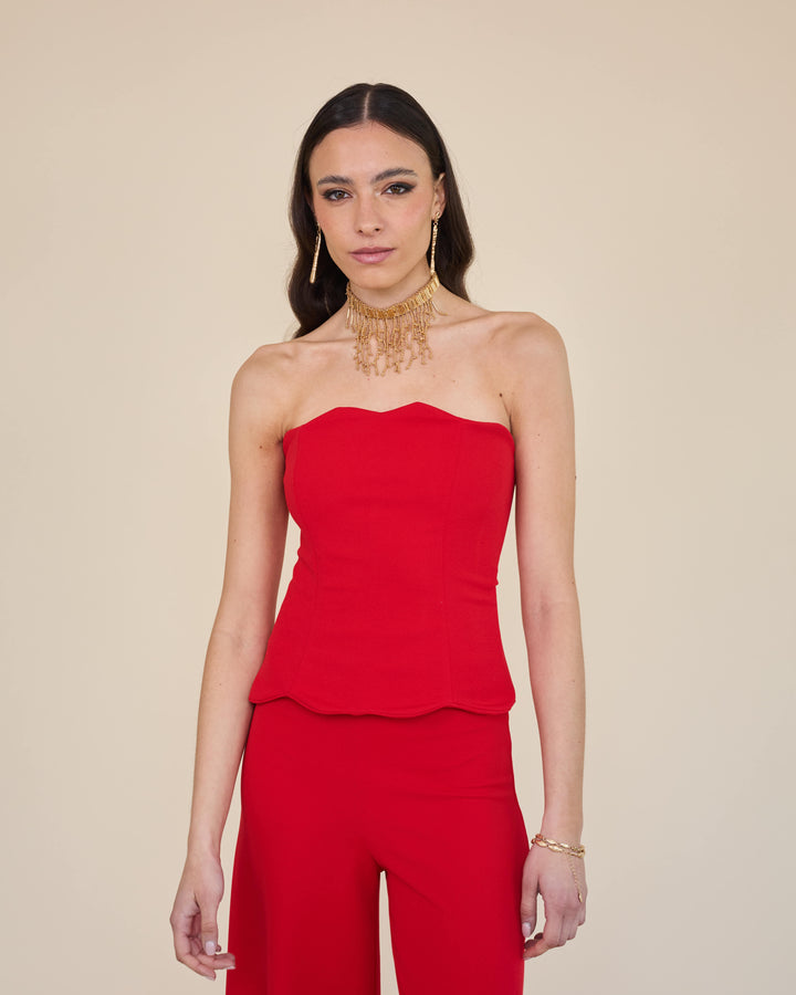 Top Strapless Amalia Rojo