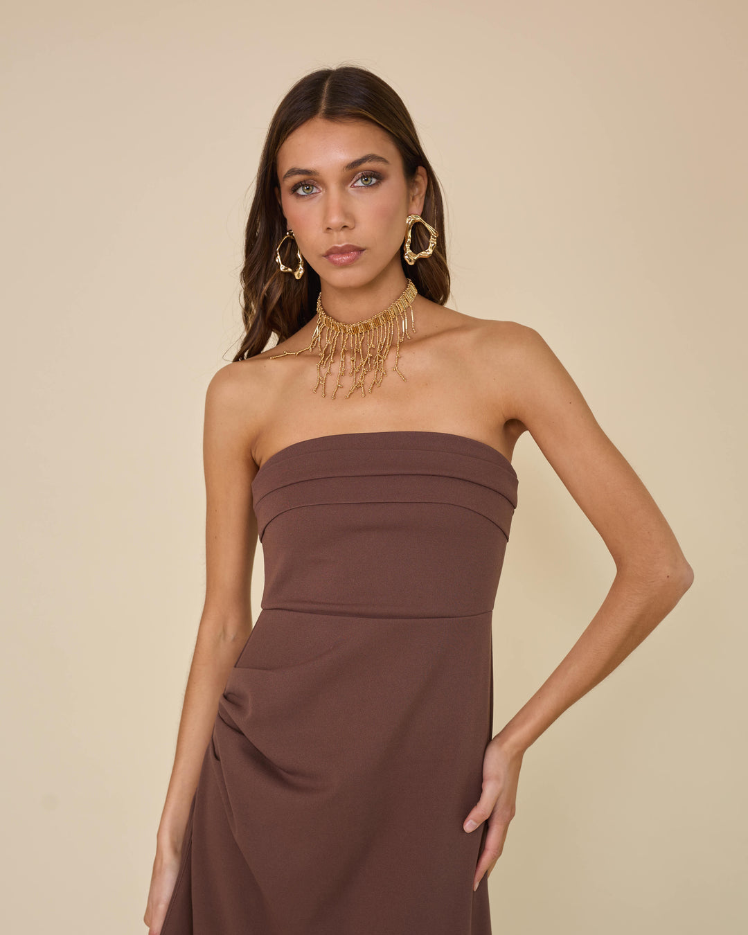 Vestido Lucia Cafe Claro