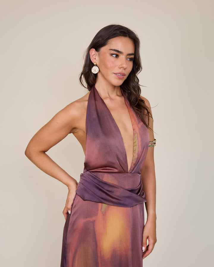 Vestida Amara Estampado Burdeo