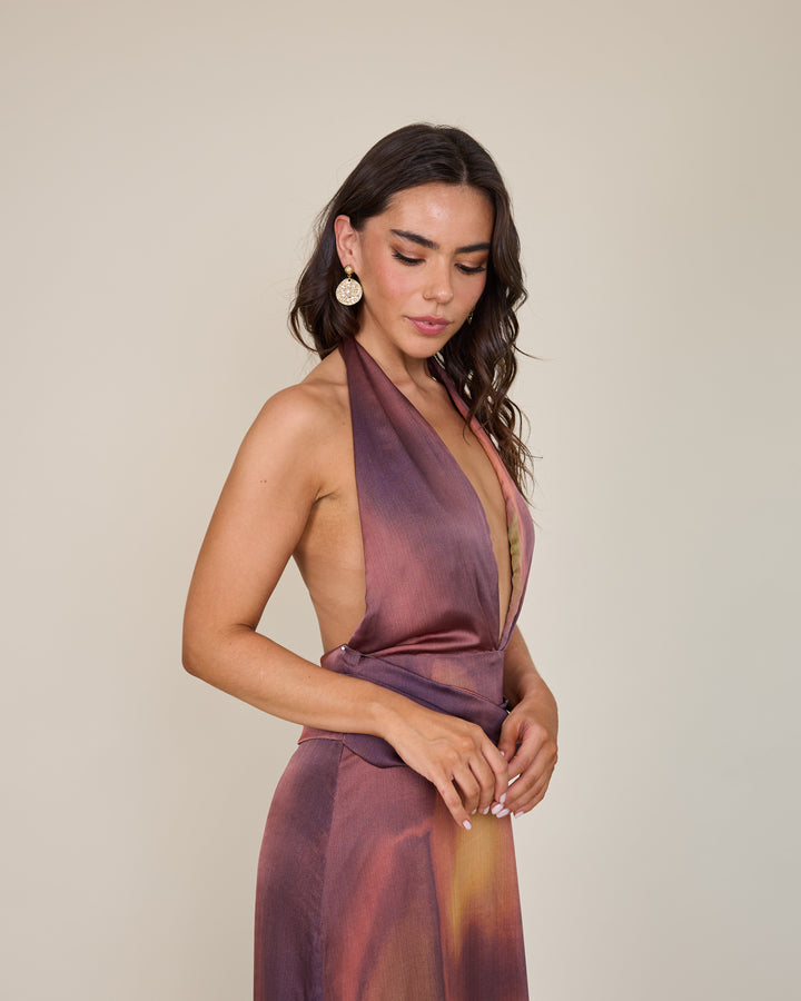 Vestida Amara Estampado Burdeo