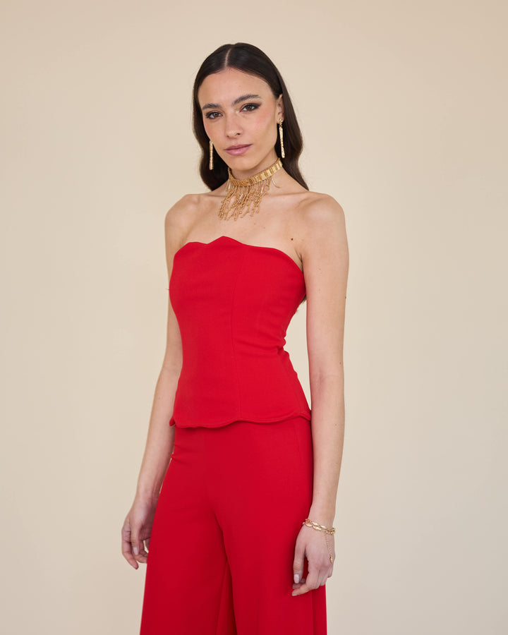 Top Strapless Amalia Rojo