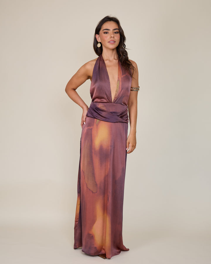 Vestida Amara Estampado Burdeo