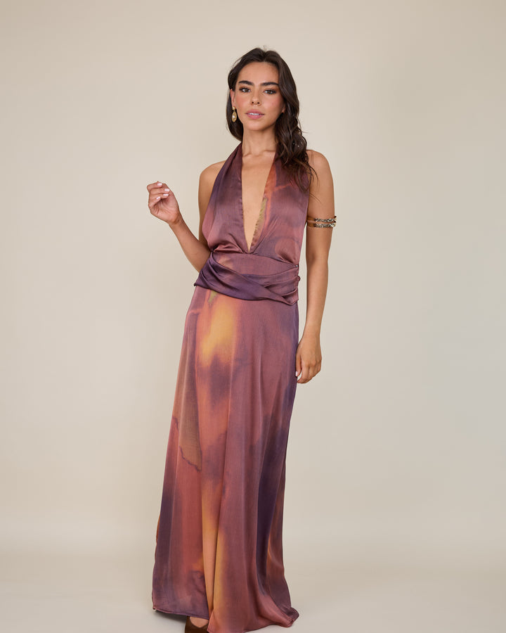 Vestida Amara Estampado Burdeo