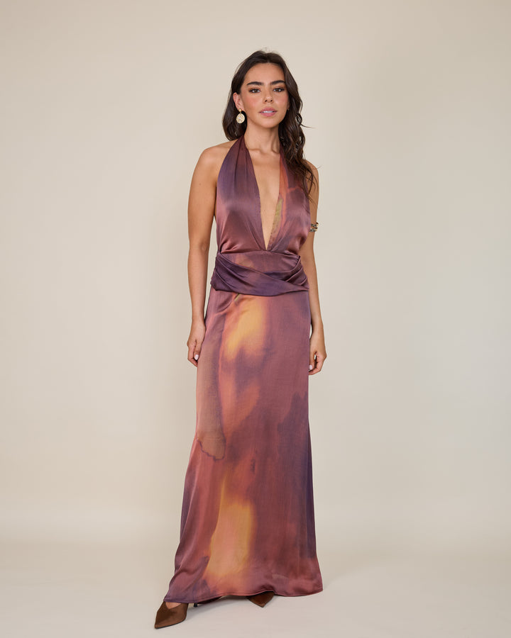 Vestida Amara Estampado Burdeo