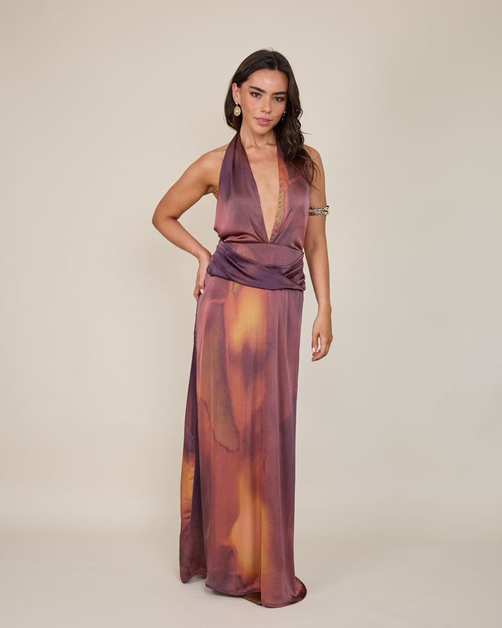 Vestida Amara Estampado Burdeo