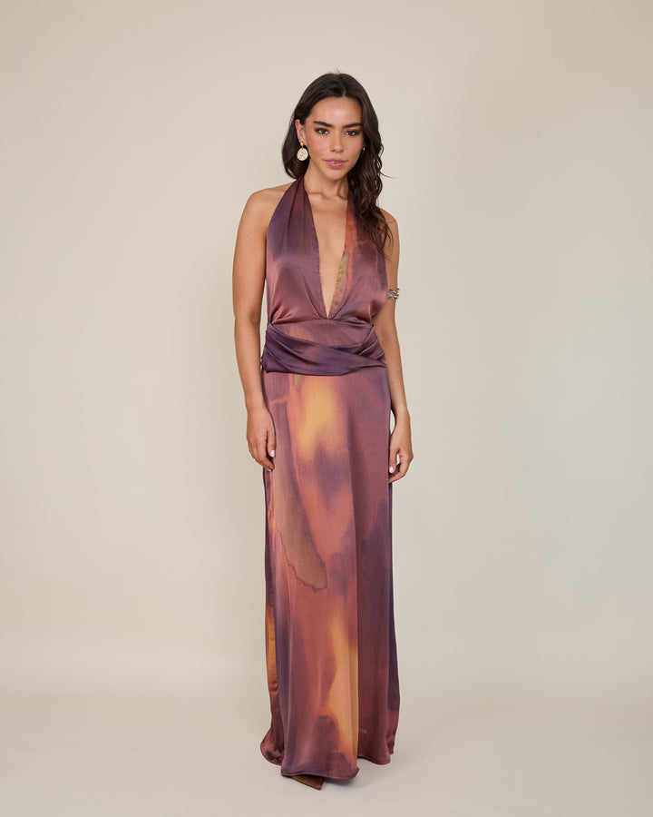 Vestida Amara Estampado Burdeo