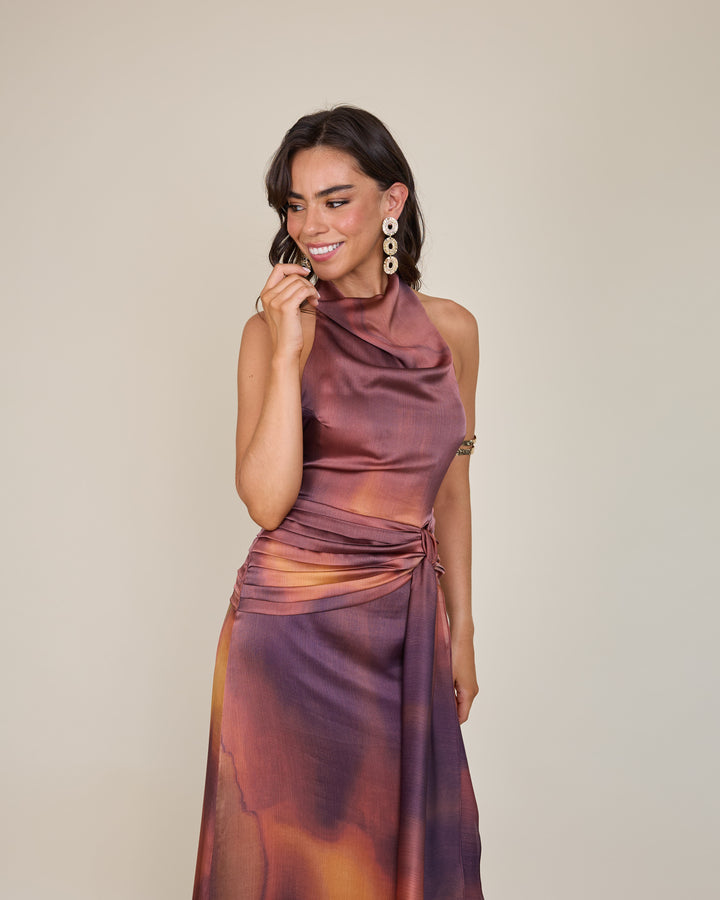 Vestido Martina Estampado Terracota