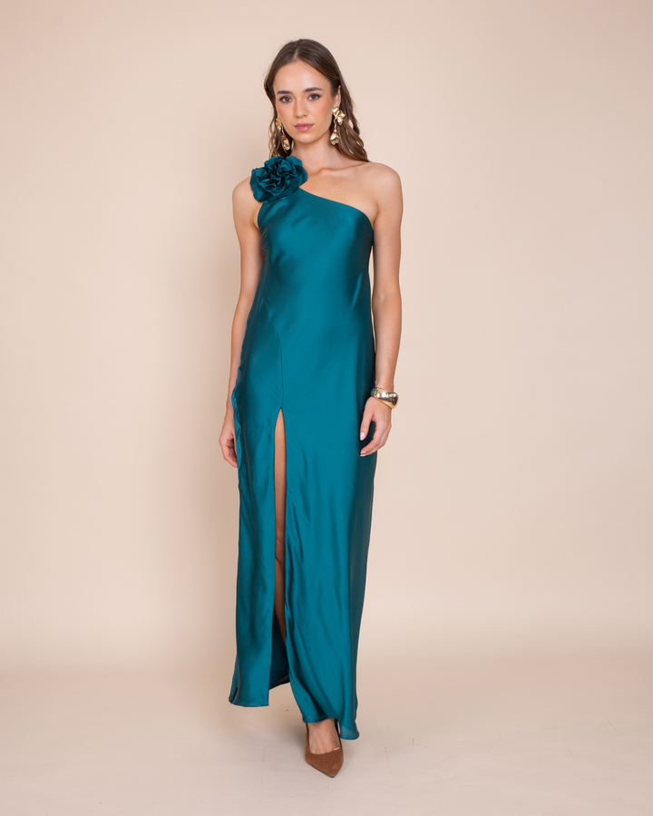 Vestido Adela Azul Petroleo