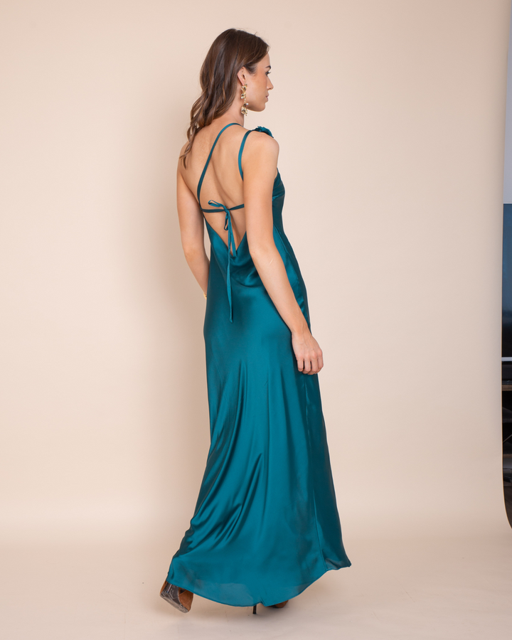 Vestido Adela Azul Petroleo