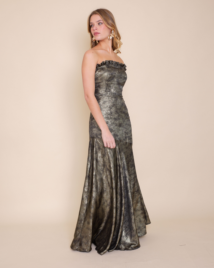 Vestido Agnes Dorado Manchado