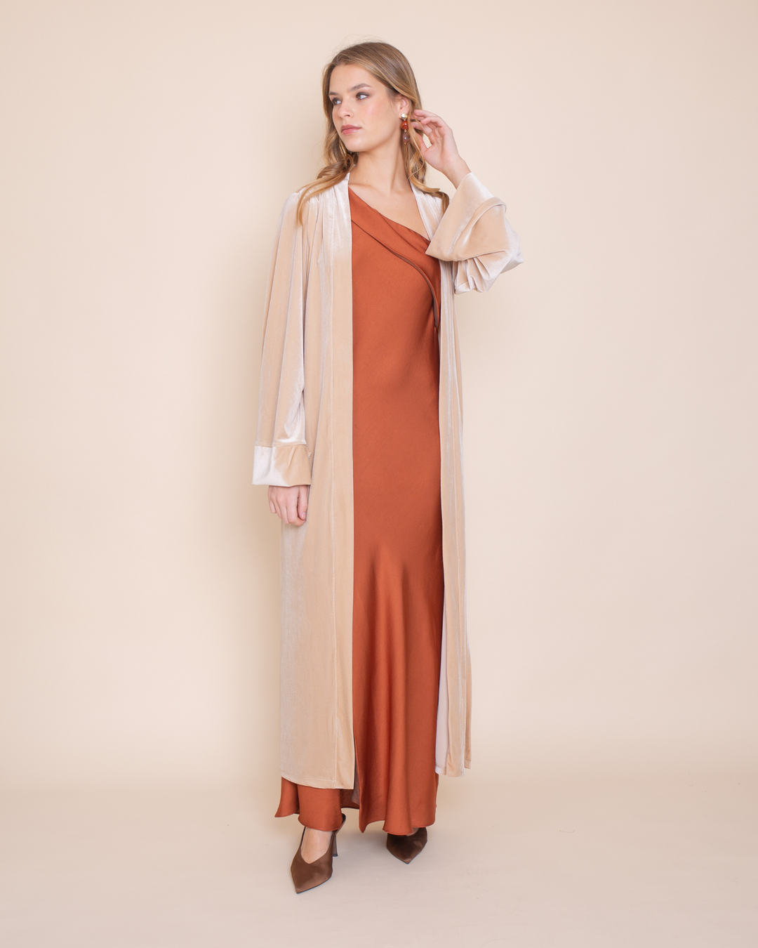 Kimono Terciopelo Beige