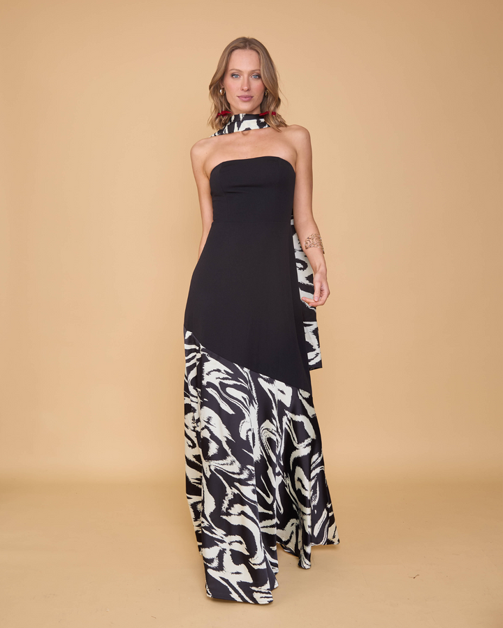 Vestido Ágata Estampado Blanco Negro