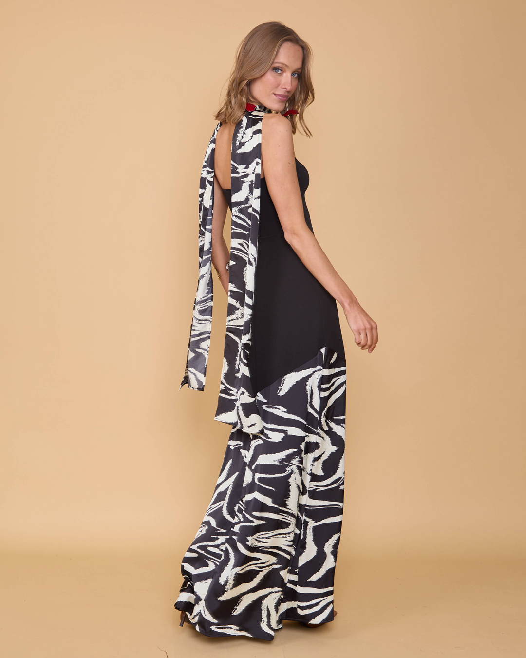 Vestido Ágata Estampado Blanco Negro