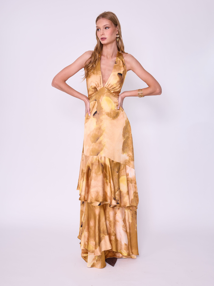 Vestido Diana Amarillo Estampado
