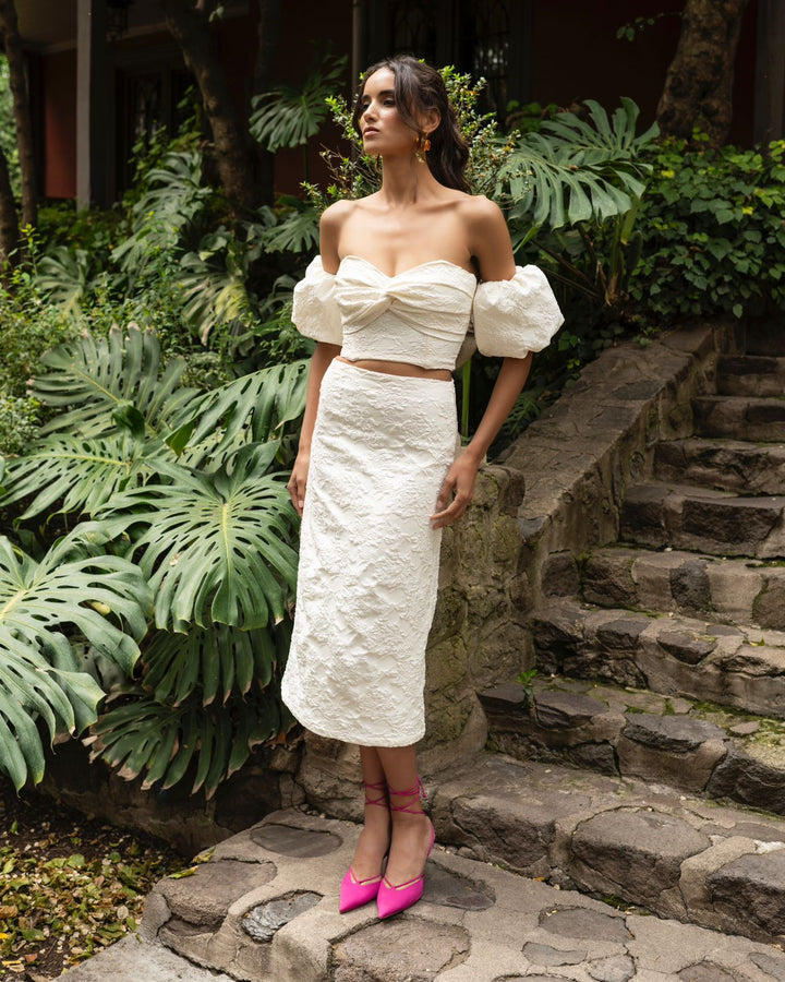 Falda Midi Allegra Blanca Novia