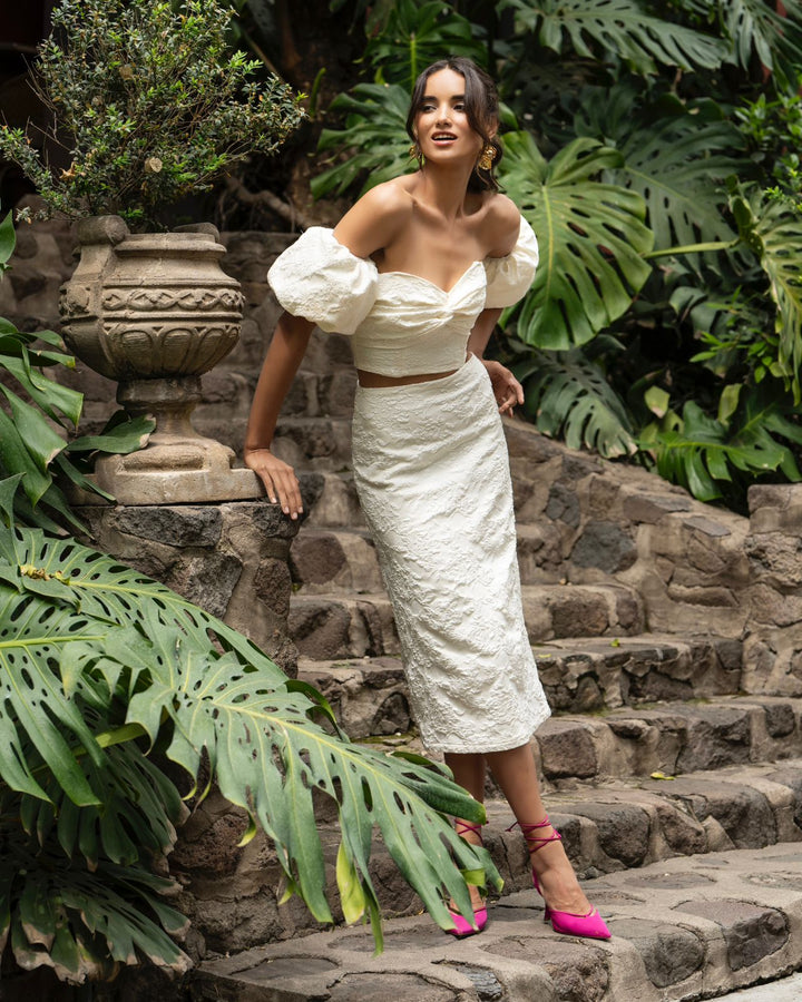 Falda Midi Allegra Blanca Novia