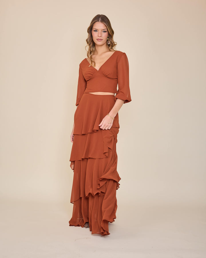Falda Lorenza Terracota
