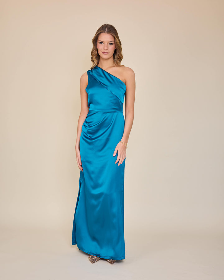 Vestido Mairena Azul Petroleo