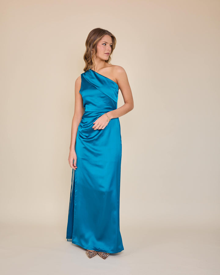 Vestido Mairena Azul Petroleo