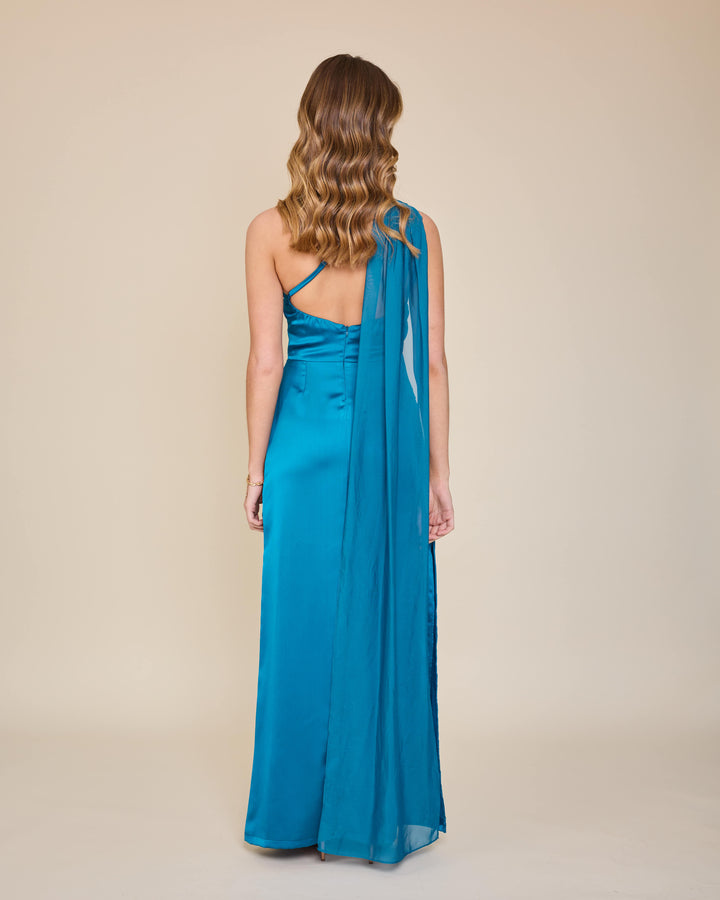Vestido Mairena Azul Petroleo