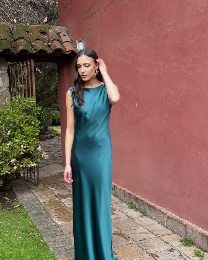 Vestido Carmine Verde Petroleo
