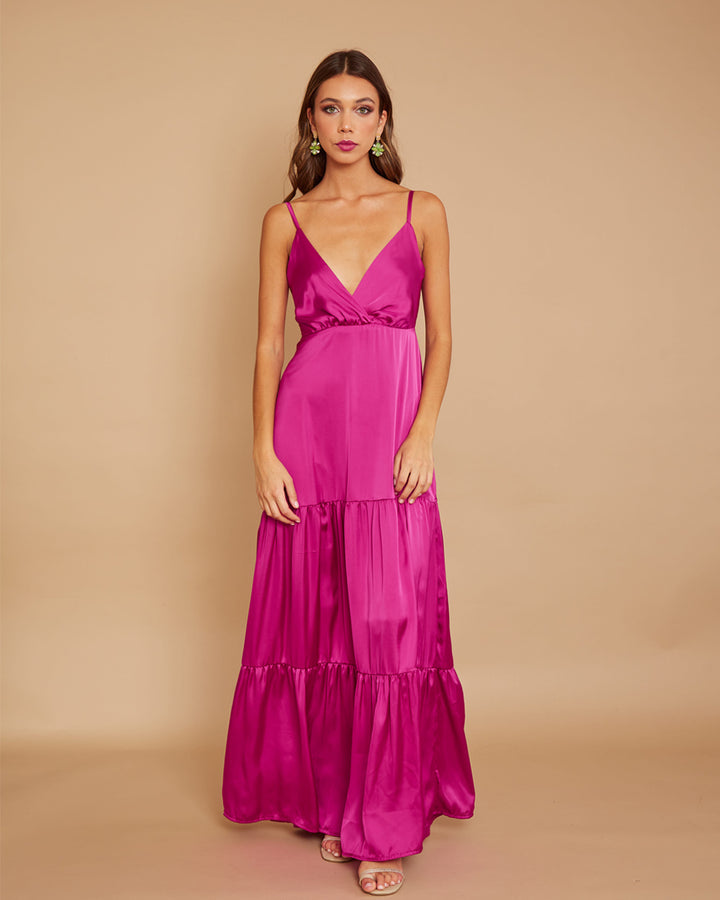 Vestido Leticia Seda Magenta