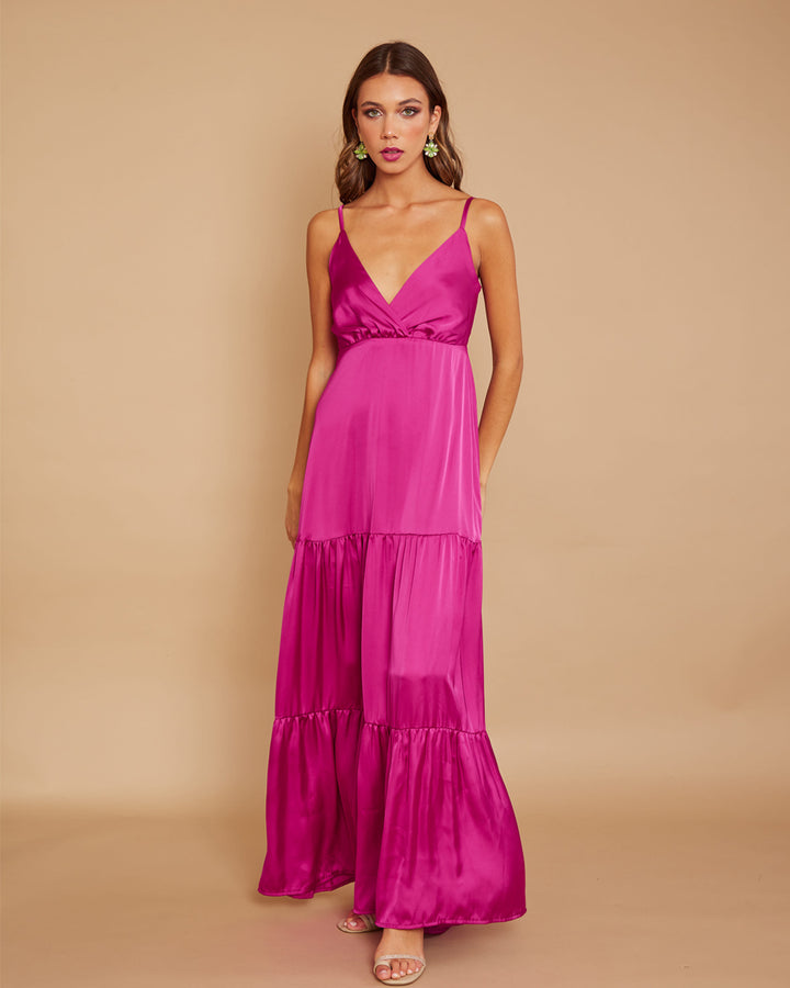 Vestido Leticia Seda Magenta