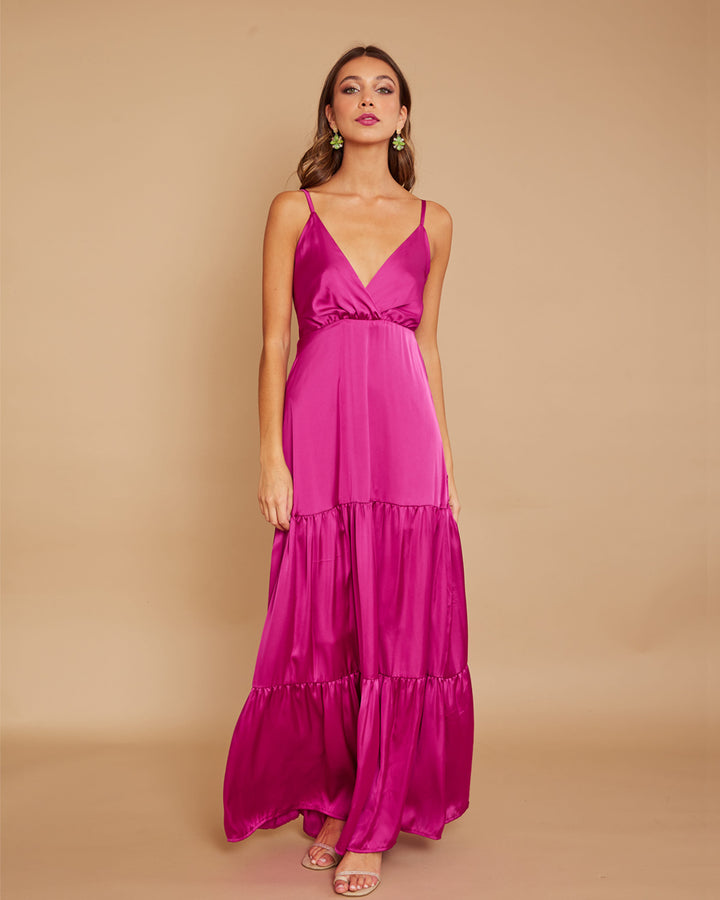 Vestido Leticia Seda Magenta