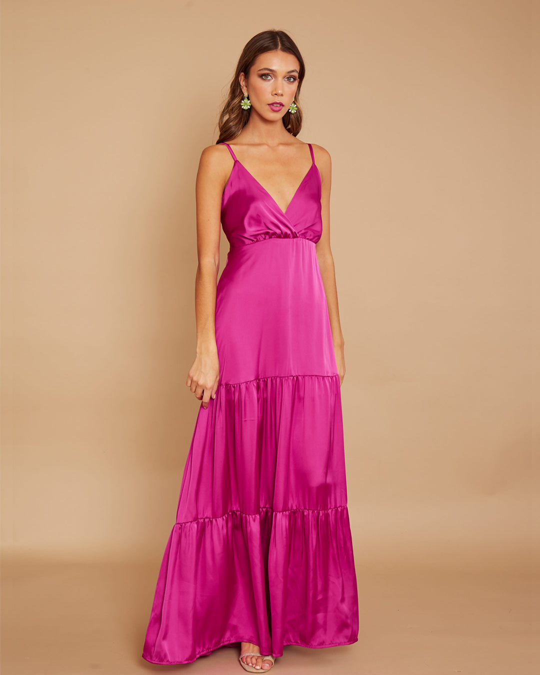 Vestido Leticia Seda Magenta