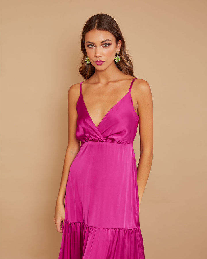 Vestido Leticia Seda Magenta