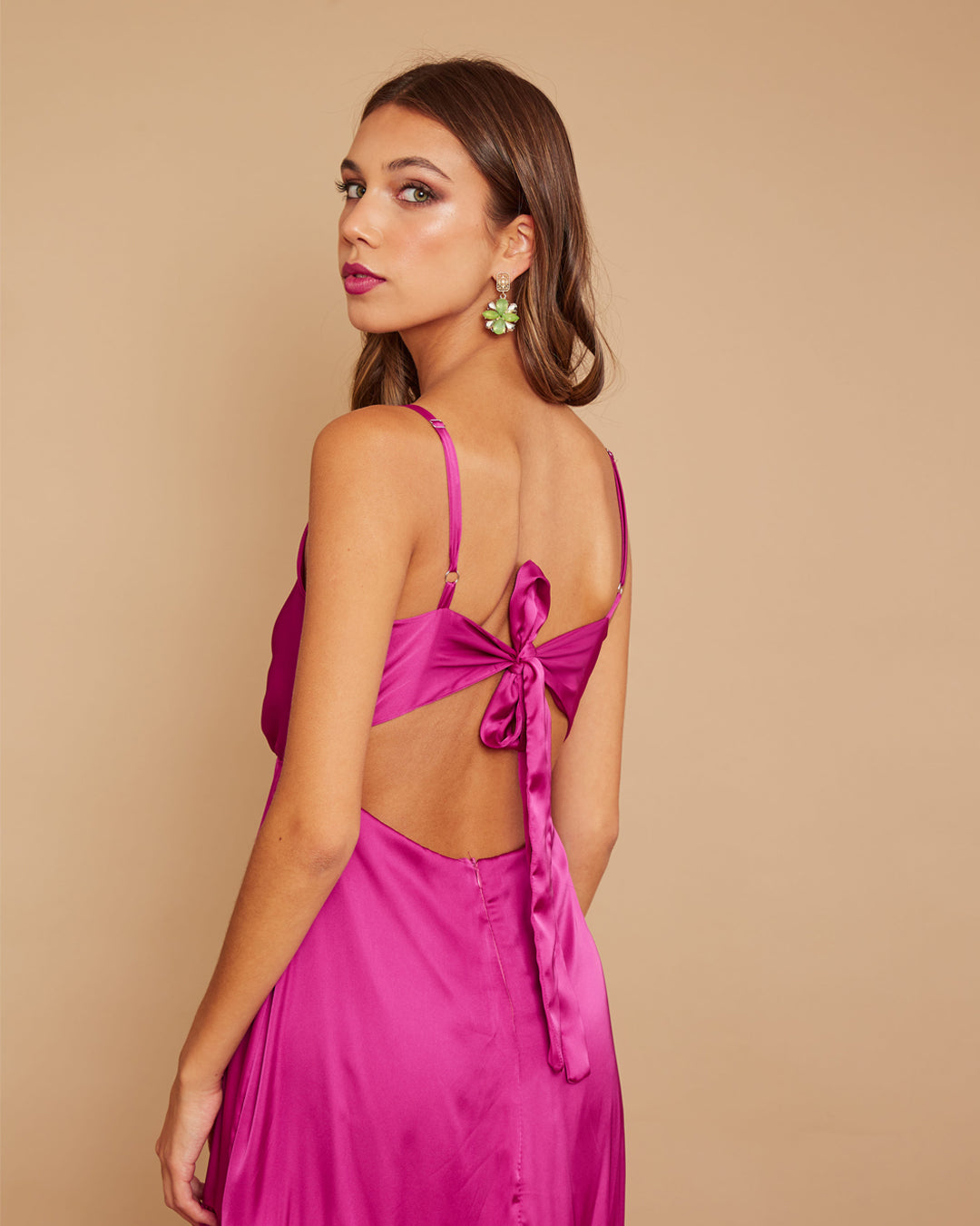 Vestido Leticia Seda Magenta