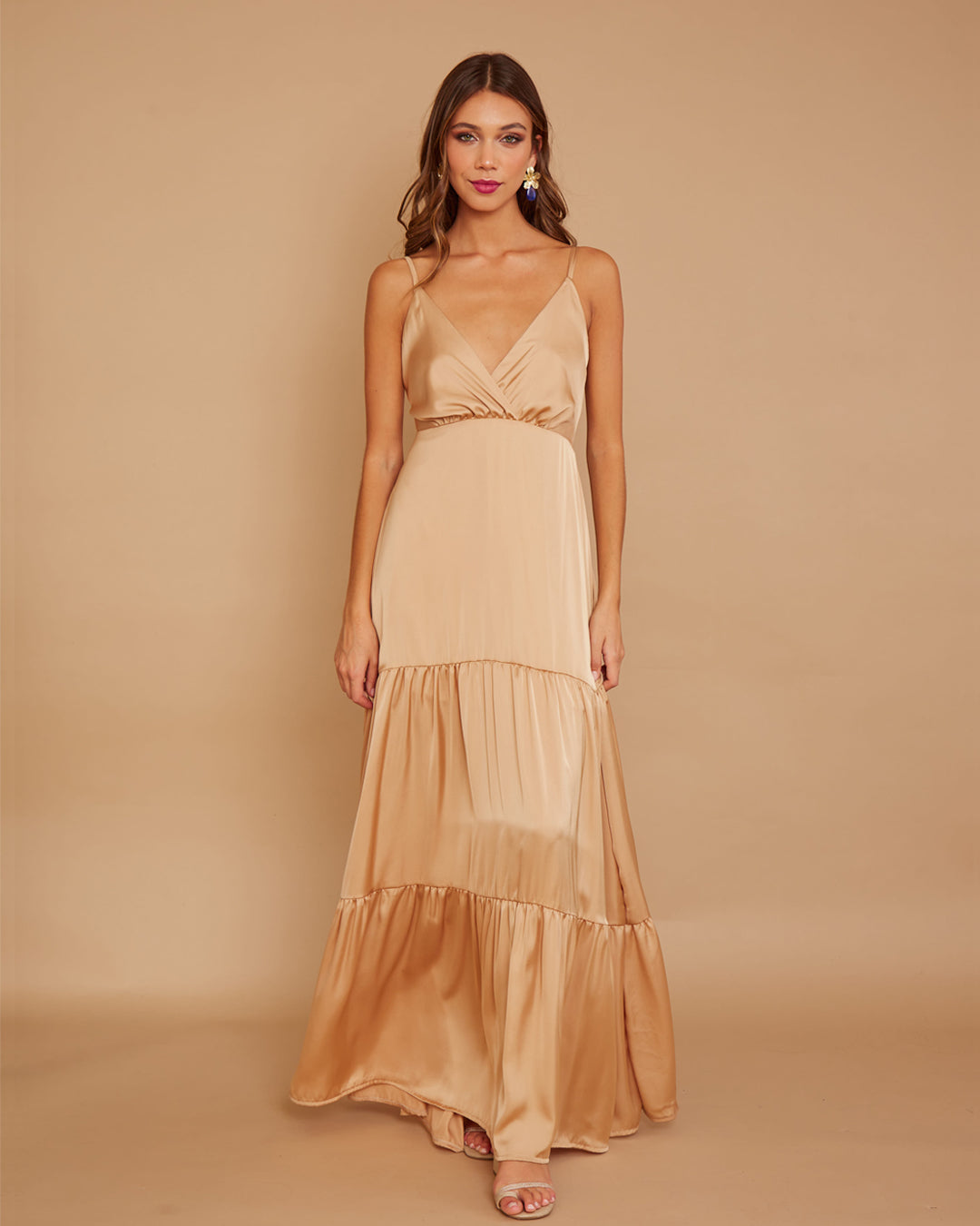 Vestido Leticia Seda Dorado