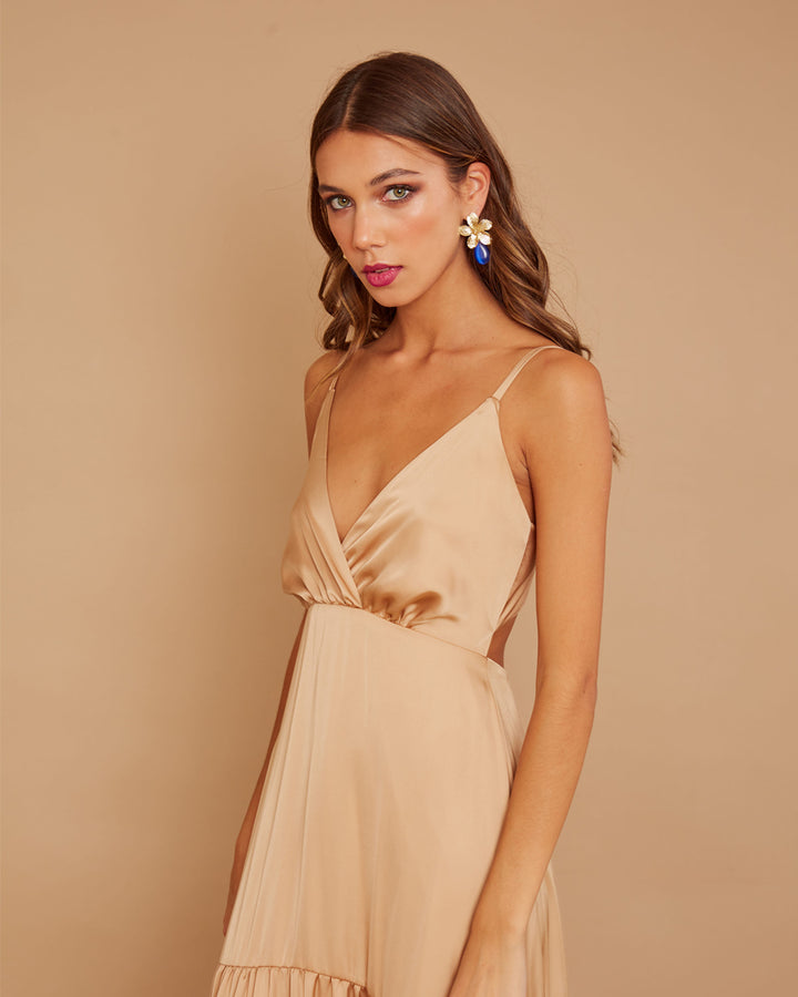 Vestido Leticia Seda Dorado